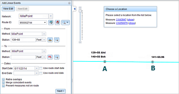Choose a location for the from measure value Choose a location for the from measure value